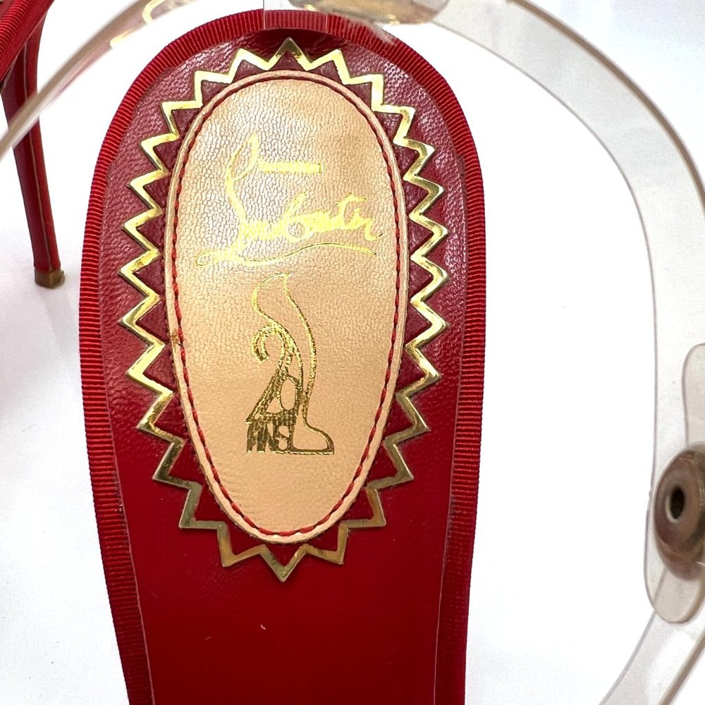 Christian Louboutin Red Heels with Clear Straps - Picture 3 of 6